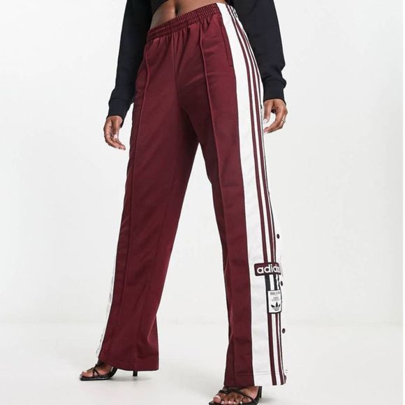 Adidas Originals Adibreak Popper Track Pants Burgundy Large - Picture 1 of 13